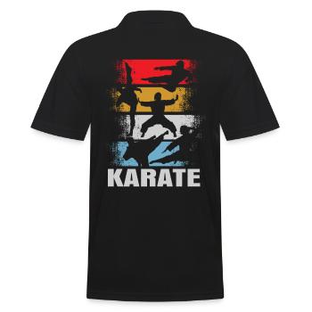 Karate Retro - Männer Poloshirt - Schwarz - Hinten - Kai (181cm)
