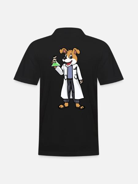 Hund Chemiker Reagenzglas Versuch Chemie Job - Männer Poloshirt - Schwarz