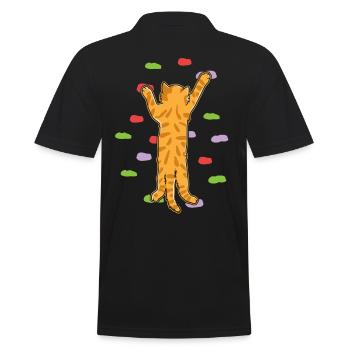 Klettern Katze Bouldern Felsen Kletterer Geschenk - Männer Poloshirt - Schwarz - Hinten - Kai (181cm)