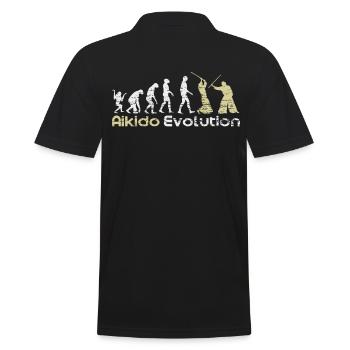 Aikido Martial Arts Evolution Gift - Men's Polo Shirt - black - Back - Kai (181cm)