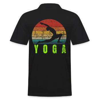 Yoga Puls Spiritualität Wellness - Männer Poloshirt - Schwarz - Hinten - Kai (181cm)
