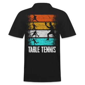 Tischtennis Pingpong Retro - Männer Poloshirt - Schwarz - Hinten - Kai (181cm)