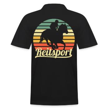 Reitsport Reitschule - Männer Poloshirt - Schwarz - Hinten - Kai (181cm)