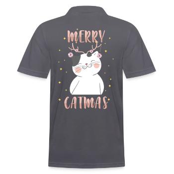 Weihnachten Katze Kater Heiligabend - Männer Poloshirt - Anthrazit - Hinten - Nico (186cm)