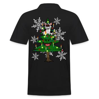Cats Christmas Christmas Santa Xmas Christmas tree - Men's Polo Shirt - black - Back - Kai (181cm)