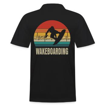 Wakeboard Retro Herzschlag Geschenk - Männer Poloshirt - Schwarz - Hinten - Kai (181cm)