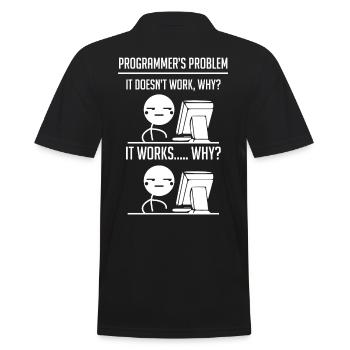 Programmierer Code Entwickler - Männer Poloshirt - Schwarz - Hinten - Kai (181cm)