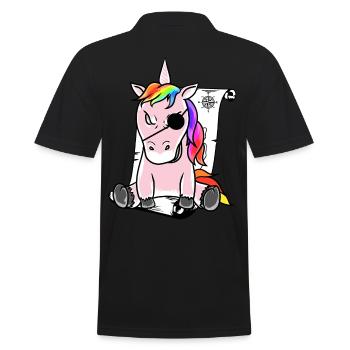 Fantasy Pirate Grim Evil Unicorn Treasure Map - Men's Polo Shirt - black - Back - Kai (181cm)