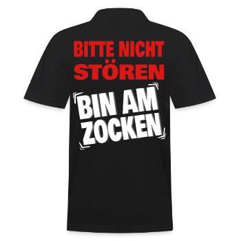 Gamer - Bitte nicht stören - Bin am Zocken - Männer Poloshirt - Schwarz - Hinten - Kai (181cm)