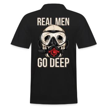 Diving Diver Skull Funny Gift - Men's Polo Shirt - black - Back - Kai (181cm)