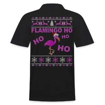 Flamingo Ho Ho Ho - Ugly Christmas Geschenk - Männer Poloshirt - Schwarz - Hinten - Kai (181cm)