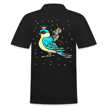 Winter magic fantasy bird snow unicorn mouse - Men's Polo Shirt - black - Back - Kai (181cm)