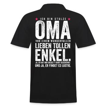 Oma Loading - Männer Poloshirt - Schwarz - Hinten - Kai (181cm)