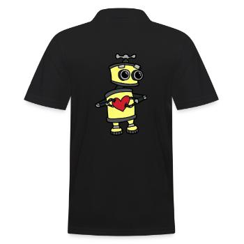 Roboter Maschine Fantasy Liebe Herz lieben - Männer Poloshirt - Schwarz - Hinten - Kai (181cm)