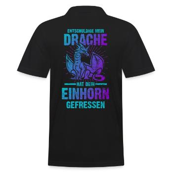 Drache Einhorn Fabelwesen Lustiger Spruch - Männer Poloshirt - Schwarz - Hinten - Kai (181cm)