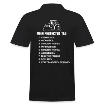 Traktor Bauer Trekker Landwirtschaft Lustig - Männer Poloshirt - Schwarz - Hinten - Kai (181cm)