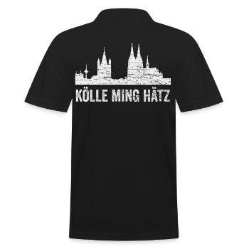 Köln Skyline - Männer Poloshirt - Schwarz - Hinten - Kai (181cm)