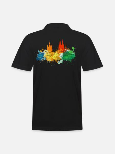Köln Skyline Bunt - Männer Poloshirt - Schwarz