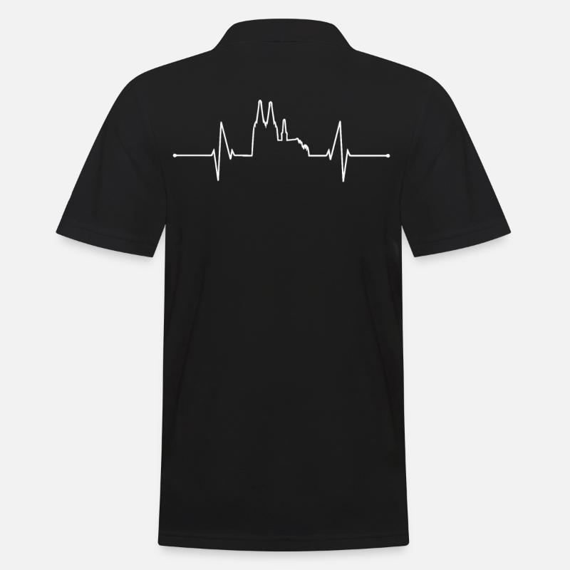 Kölner Herzschlag Puls EKG Geschenk - Männer Poloshirt - Schwarz