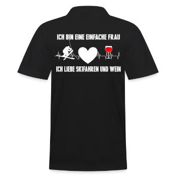 Ski Wein Herzschlag Frequenz Skifahrerin - Männer Poloshirt - Schwarz - Hinten - Kai (181cm)