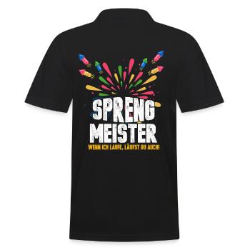 Feuerwerk Silvester Pyrotechnik Feiern Neujahr - Männer Poloshirt - Schwarz - Hinten - Kai (181cm)
