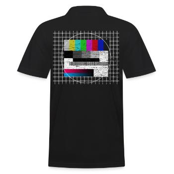 Testbild Oldschool 70er Fernsehen 80er Retro Motto - Männer Poloshirt - Schwarz - Hinten - Kai (181cm)