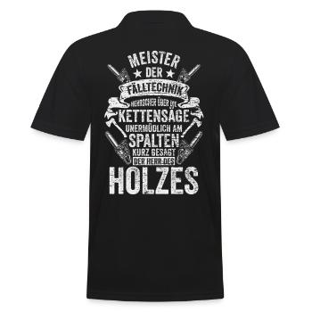 Kettensäge Holzfäller Wald Förster Waldarbeiter - Männer Poloshirt - Schwarz - Hinten - Kai (181cm)