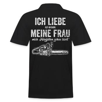 Holzfäller Forst Holt Kettensäge Säge - Männer Poloshirt - Schwarz - Hinten - Kai (181cm)