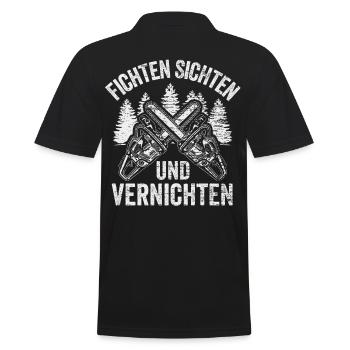 Wald Fichten Forst Natur Kettensäge Holz - Männer Poloshirt - Schwarz - Hinten - Kai (181cm)