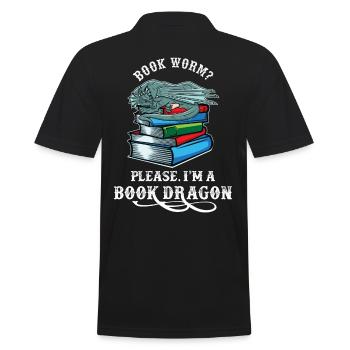 Bücherwurm? Bitte ich bin ein Bücherdrache Drachen - Männer Poloshirt - Schwarz - Hinten - Kai (181cm)