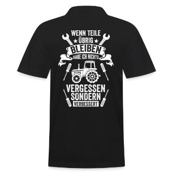 Traktor Mechaniker - Männer Poloshirt - Schwarz - Hinten - Kai (181cm)