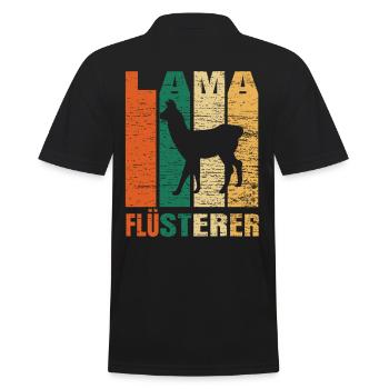 Lama - Männer Poloshirt - Schwarz - Hinten - Kai (181cm)