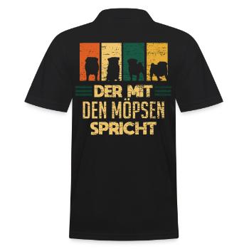 Mops Möpse Hund - Männer Poloshirt - Schwarz - Hinten - Kai (181cm)