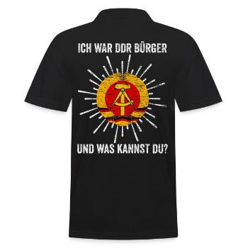 DDR Ostalgie Kommunist - Männer Poloshirt - Schwarz - Hinten - Kai (181cm)