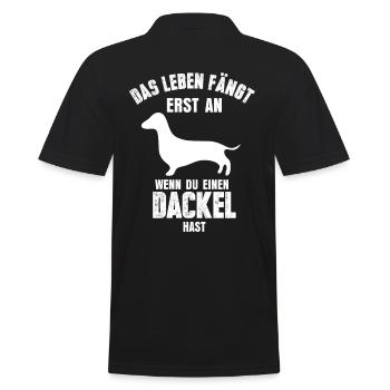Hunderasse Dackel Hund - Männer Poloshirt - Schwarz - Hinten - Kai (181cm)