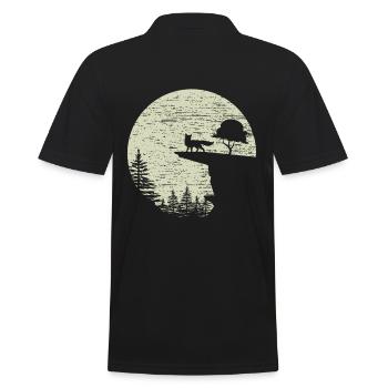 Fuchs Wald Wild Mond - Männer Poloshirt - Schwarz - Hinten - Kai (181cm)