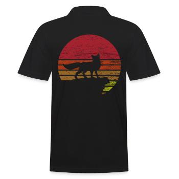 Fuchs Wildes Tier Sonnenaufgang - Männer Poloshirt - Schwarz - Hinten - Kai (181cm)