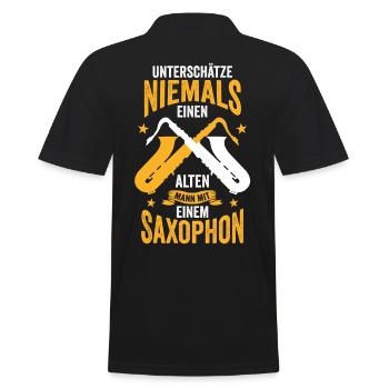 Saxophon Jazz - Männer Poloshirt - Schwarz - Hinten - Kai (181cm)