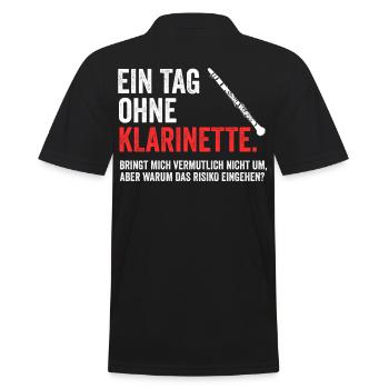 Klarinette Blasinstrument - Männer Poloshirt - Schwarz - Hinten - Kai (181cm)