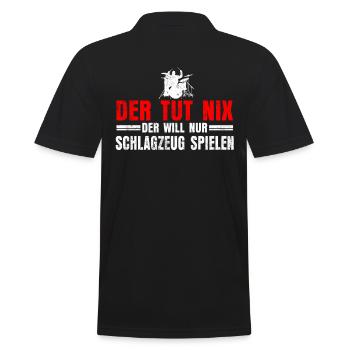Schlagzeug Schlagzeuger - Männer Poloshirt - Schwarz - Hinten - Kai (181cm)