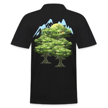 Forêt sauvage Arbres Montagnes Pic Amoureux de la nature - Polo Homme - noir - Dos - Kai (181cm)
