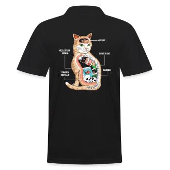 Anatomie Katze Tierarzt - Männer Poloshirt - Schwarz - Hinten - Kai (181cm)