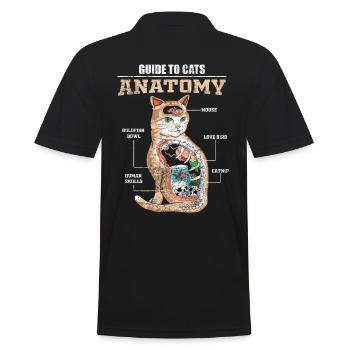 Katzen Anatomie Kätzchen Kater Hauskatze Mieze - Männer Poloshirt - Schwarz - Hinten - Kai (181cm)