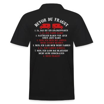 Bevor Du Fragst Sanitäter Sani Rettungsdienst - Männer Poloshirt - Schwarz - Hinten - Kai (181cm)