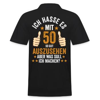 Fünfzigster Geburstag Feiern Geschenk - Männer Poloshirt - Schwarz - Hinten - Kai (181cm)