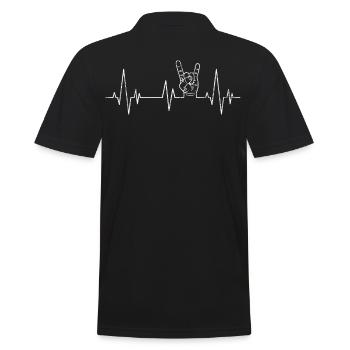Rocker Herzschlag Konzert Puls EKG - Männer Poloshirt - Schwarz - Hinten - Kai (181cm)