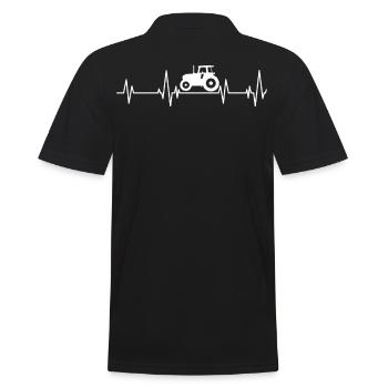 Traktor Herzschlag - Männer Poloshirt - Schwarz - Hinten - Kai (181cm)