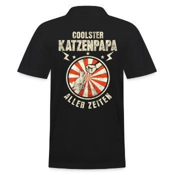 Katzenpapa Katze Papa Vater Vatertag - Männer Poloshirt - Schwarz - Hinten - Kai (181cm)