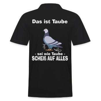 Tauben - Männer Poloshirt - Schwarz - Hinten - Kai (181cm)