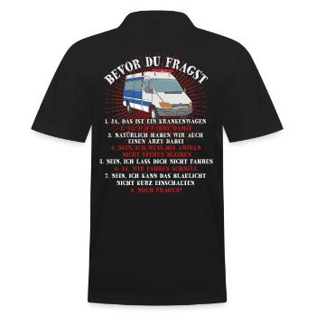 Bevor Du Fragst Sanitäter Sani Rettungsdienst - Männer Poloshirt - Schwarz - Hinten - Kai (181cm)
